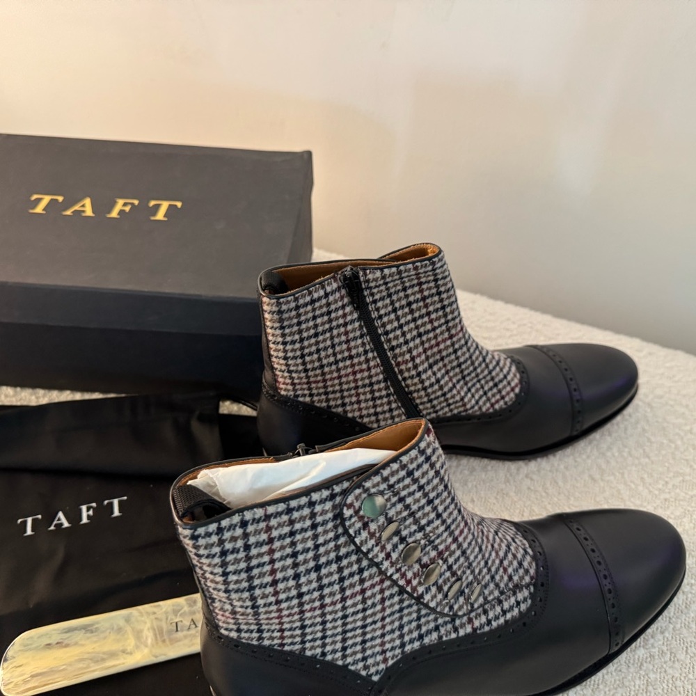 Taft Jack Boots Houndstooth Wool & Leather |Size 13| Made in Spain | Never Worn - Picture 5 of 9
